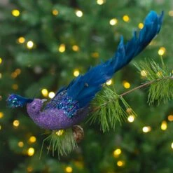 Northlight Glittered Peacock Christmas Clip-On Christmas Ornament - 14.75" - Purple And Blue -Northlight 4611883717734843616