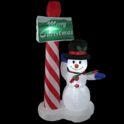 Northlight 6' Inflatable Lighted Snowman With Merry Christmas Sign Christmas Yard Art Decoration White -Northlight 4611883717820826848
