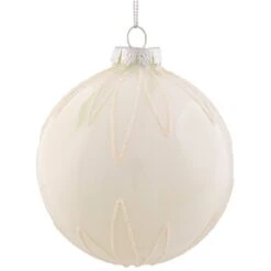 Northlight Starburst Glass Ball Christmas Ornament - 4" - Brushed White -Northlight 4611891331180730576
