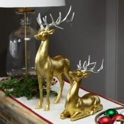 Northlight Standing And Sitting Reindeer Christmas Figures - Gold - Set Of 2 12 Northlight Standing And Sitting Reindeer Christmas Figures - Gold - Set Of 2 -Northlight 4611891331755907280