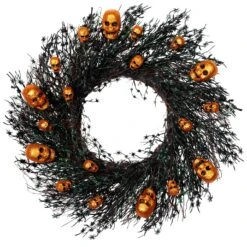 Northlight Glittered Skulls And Spiders Halloween Twig Wreath - 22" - Unlit Black 12 Northlight Glittered Skulls And Spiders Halloween Twig Wreath - 22" - Unlit Black -Northlight 4611894913021161904