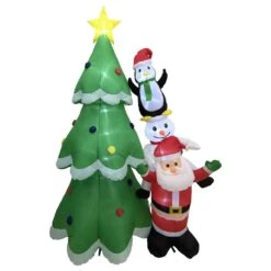 Northlight LED Lighted Inflatable Christmas Tree With Santa And Friends Outdoor Decoration - 8.25' Multi -Northlight 4611895966035074640