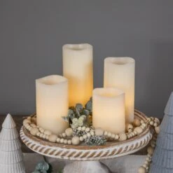 Northlight LED Flameless Flickering Wax Pillar Candles - 7" - Cream - Set Of 4 Ivory -Northlight 4611898646585671904