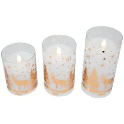 Northlight LED Flameless Flickering Woodland Glass Pillar Christmas Candles - 6" - Set Of 3 White 17 Northlight LED Flameless Flickering Woodland Glass Pillar Christmas Candles - 6" - Set Of 3 White -Northlight 4611898646825971936 2