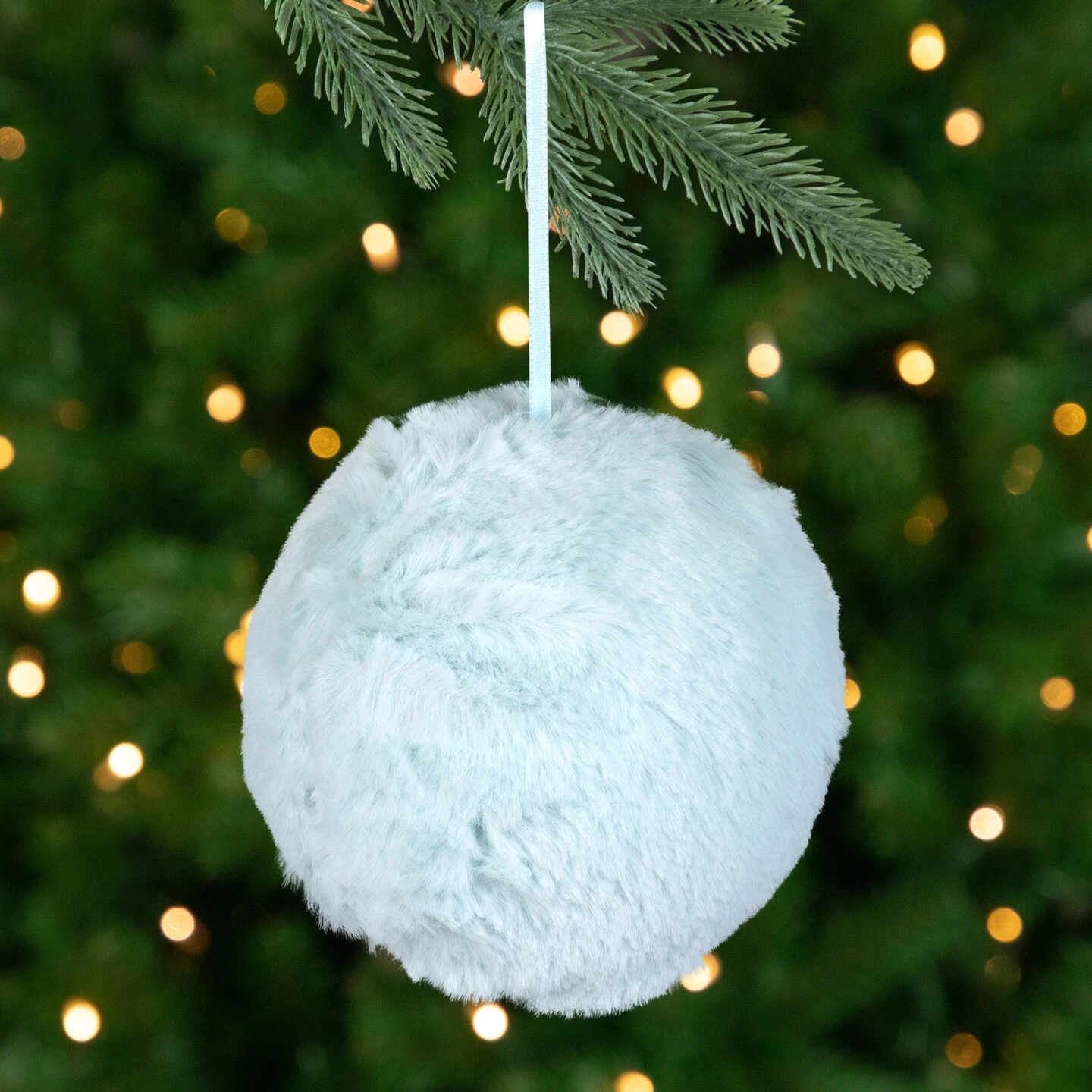 Northlight Faux Fur Plush Ball Christmas Ornament - 4" - Light Green 10 Northlight Faux Fur Plush Ball Christmas Ornament - 4" - Light Green - Image 8