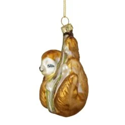 Northlight Sloth With Bamboo Glass Christmas Ornament - 4" - Gold -Northlight 4611899884998378720