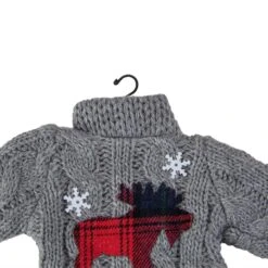 Northlight Ugly Sweater With Plaid Moose Christmas Ornament - 9" - Gray -Northlight 4611899886172783840