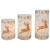 Northlight LED Reindeer Flameless Flickering Wax Pillar Christmas Candles - 6" - Set Of 3 White