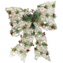 Northlight 20" White Rattan Berry And Pinecone Christmas Bow 11 Northlight 20" White Rattan Berry And Pinecone Christmas Bow -Northlight 4611907994352466912 2