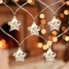 Northlight LED Snowy Stars Christmas Light Set - 4.5' Clear Wire - 10ct -Northlight 4611936126378665104