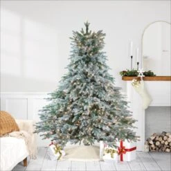 Northlight Real Touch™️ Pre-Lit Full Flocked Jasper Balsam Fir Artificial Christmas Tree - 7.5' - Clear Lights Green 12 Northlight Real Touch™️ Pre-Lit Full Flocked Jasper Balsam Fir Artificial Christmas Tree - 7.5' - Clear Lights Green -Northlight 4611939681062338272