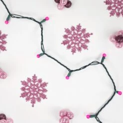 Northlight LED G12 Berry Christmas Lights - Pink - 16' Green Wire - 50ct -Northlight 4611943807961511440