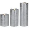 Northlight Set Of 3 Brushed Silver-tone LED Flickering Flameless Pillar Candles 8"