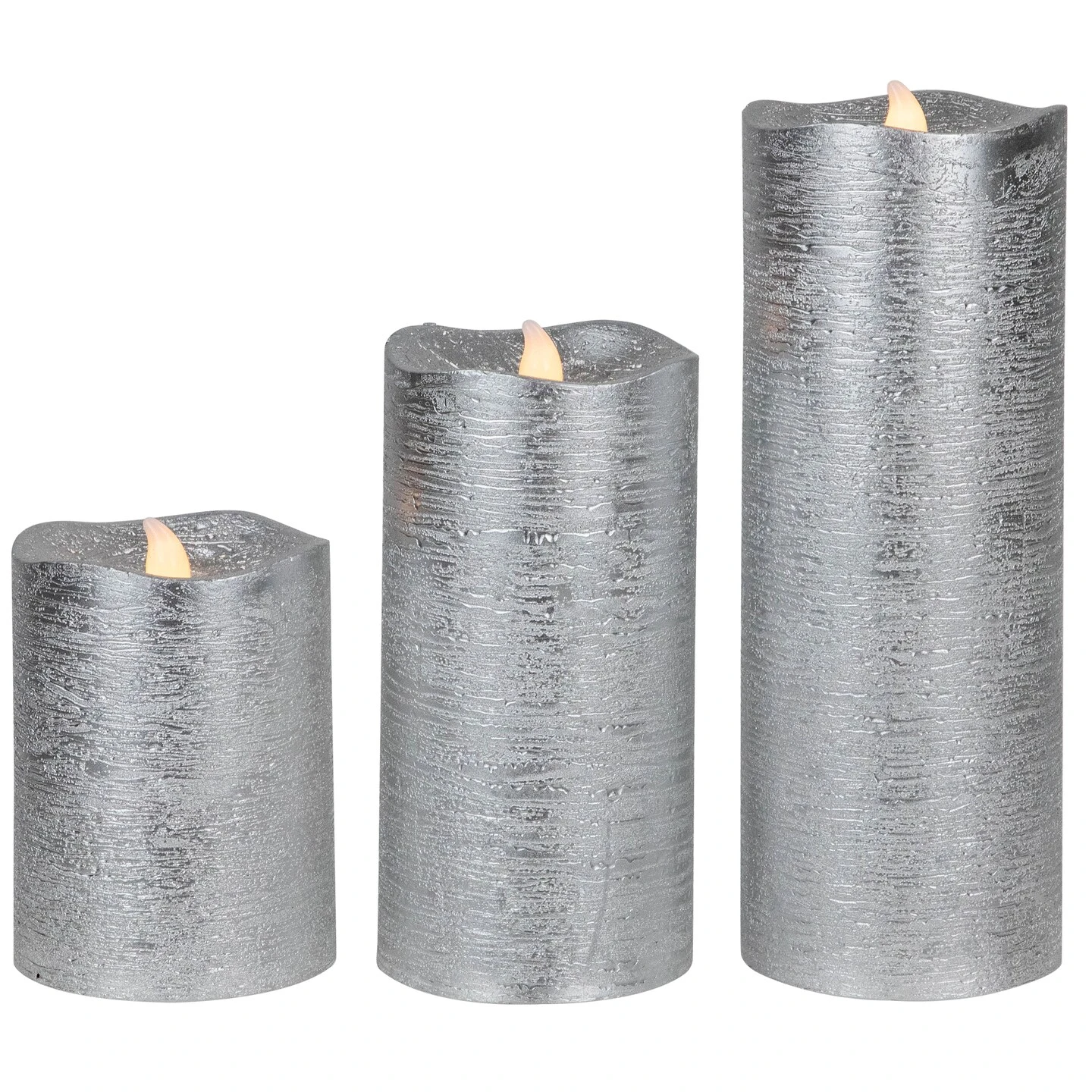 Northlight Set Of 3 Brushed Silver-tone LED Flickering Flameless Pillar Candles 8" 10 Northlight Set Of 3 Brushed Silver-tone LED Flickering Flameless Pillar Candles 8" - Image 8