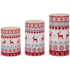 Northlight LED Flameless Flickering Nordic Reindeer Wax Pillar Christmas Candles - 6" - Set Of 3 White -Northlight 4611950590428885216 1