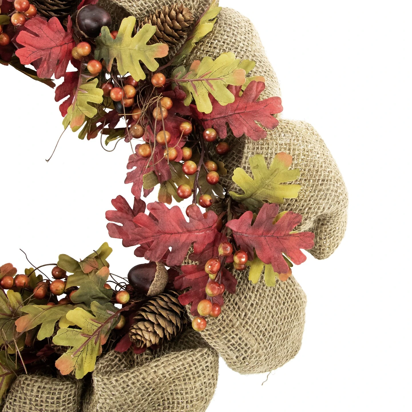 Northlight Rustic Burlap Fall Harvest Wreath With Acorns And Berries, 18-Inch Red 9 Northlight Rustic Burlap Fall Harvest Wreath With Acorns And Berries, 18-Inch Red - Image 7