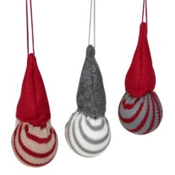 Northlight Santa Gnome Christmas Ornaments - 4.75" - Red And Gray - Set Of 3 -Northlight 4611969670280326368