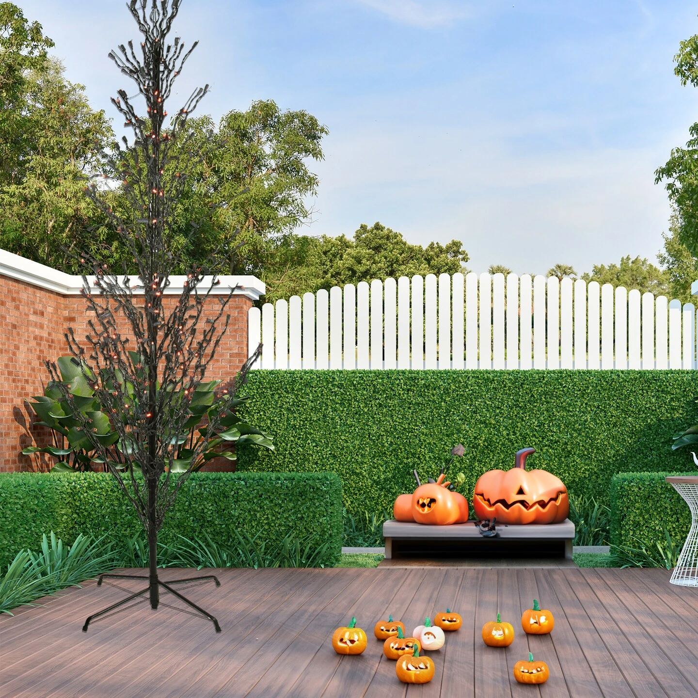 Northlight 9' Pre-Lit Black Cascade Outdoor Halloween Twig Tree, Orange Lights 6 Northlight 9' Pre-Lit Black Cascade Outdoor Halloween Twig Tree, Orange Lights - Image 4