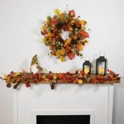 Northlight 5' X 8" Berries And Leaves Artificial Fall Harvest Garland, Unlit Red -Northlight 4611978366568990224