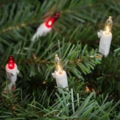 Northlight Mini Incandescent Christmas Lights - Red And Clear - 10' White Wire - 50ct -Northlight 4611978368056112144