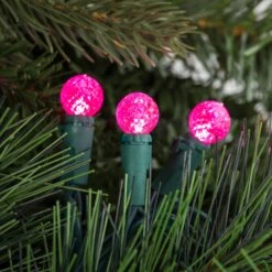 Northlight LED G12 Berry Christmas Lights - Pink - 16' Green Wire - 50ct -Northlight 4611978368101989392