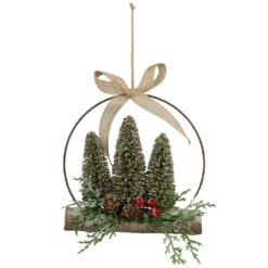 Northlight Frosted Mini Bottle Brush Trees Christmas Ornament - 7" Green 12 Northlight Frosted Mini Bottle Brush Trees Christmas Ornament - 7" Green -Northlight 4611980506874384272