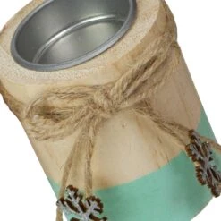 Northlight 3" Green And Natural Wood Christmas Tea Light Candle Holder -Northlight 4611989966909166928