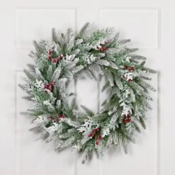 Northlight Real Touch™️ Flocked Wind River Fir With Berries Artificial Christmas Wreath - 24" - Unlit Green 17 Northlight Real Touch™️ Flocked Wind River Fir With Berries Artificial Christmas Wreath - 24" - Unlit Green -Northlight 4612001354969505360 2
