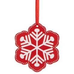 Northlight Wooden Snowflake Cutout Christmas Ornament - 6" - Red And White