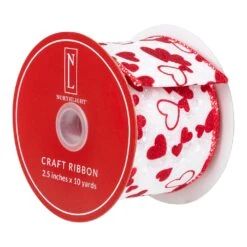 Northlight Glittered Hearts Valentine's Day Wired Craft Ribbon-2.5" X 10 Yards - White And Red 14 Northlight Glittered Hearts Valentine's Day Wired Craft Ribbon-2.5" X 10 Yards - White And Red -Northlight 4612013888658772144