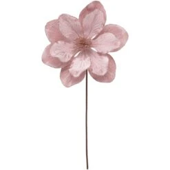 Northlight 23" Glittered Pink Magnolia Christmas Stem Spray -Northlight 4612018080047466848 2