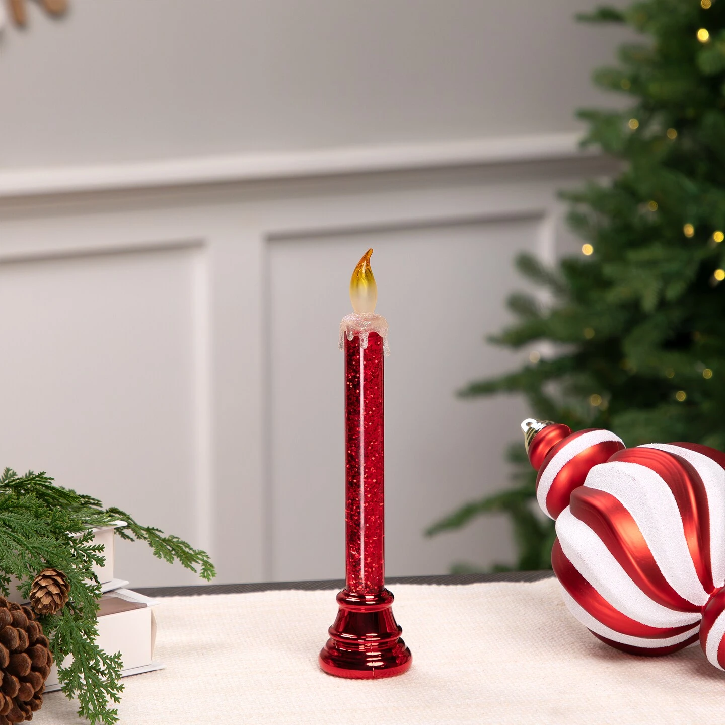 Northlight Glittered LED Flameless Christmas Candle - 9.25" - Red 4 Northlight Glittered LED Flameless Christmas Candle - 9.25" - Red - Image 2