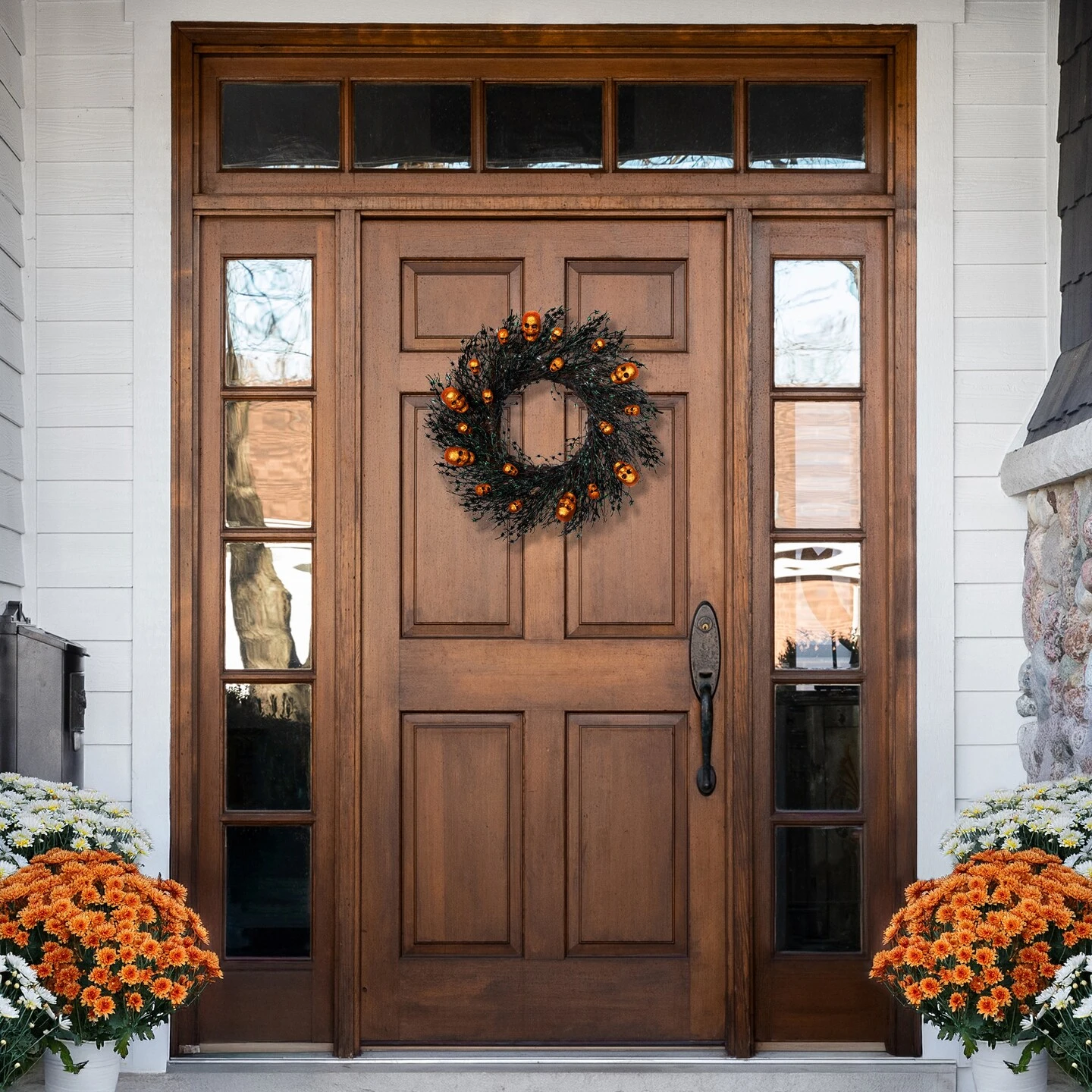 Northlight Glittered Skulls And Spiders Halloween Twig Wreath - 22" - Unlit Black 6 Northlight Glittered Skulls And Spiders Halloween Twig Wreath - 22" - Unlit Black - Image 4