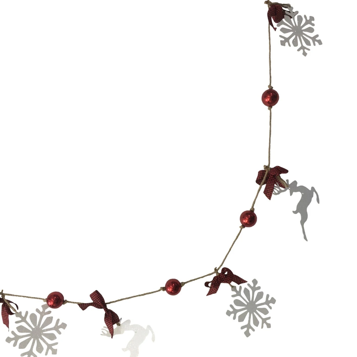 Northlight 4.25' Snowflake And Reindeer Christmas Garland With Ball Ornaments - Unlit White 6 Northlight 4.25' Snowflake And Reindeer Christmas Garland With Ball Ornaments - Unlit White - Image 4