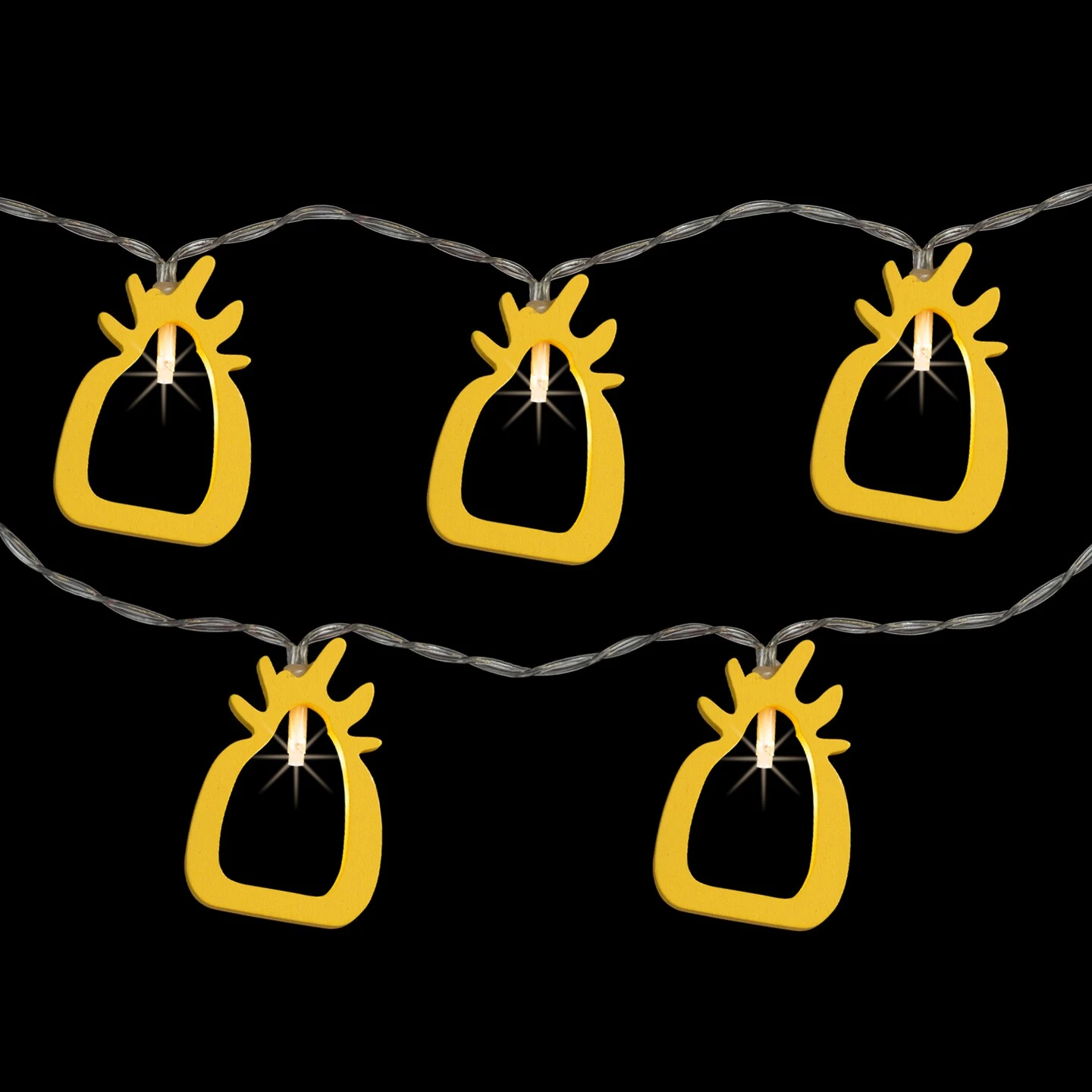 Northlight LED Pineapple Patio Light Set - Yellow - 4' Clear Wire - 10ct 6 Northlight LED Pineapple Patio Light Set - Yellow - 4' Clear Wire - 10ct - Image 4
