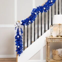 Northlight Pre-Lit Artificial Pine Christmas Garland - 9' - Royal Blue - Clear Lights 17 Northlight Pre-Lit Artificial Pine Christmas Garland - 9' - Royal Blue - Clear Lights -Northlight 4612045342589395152 2