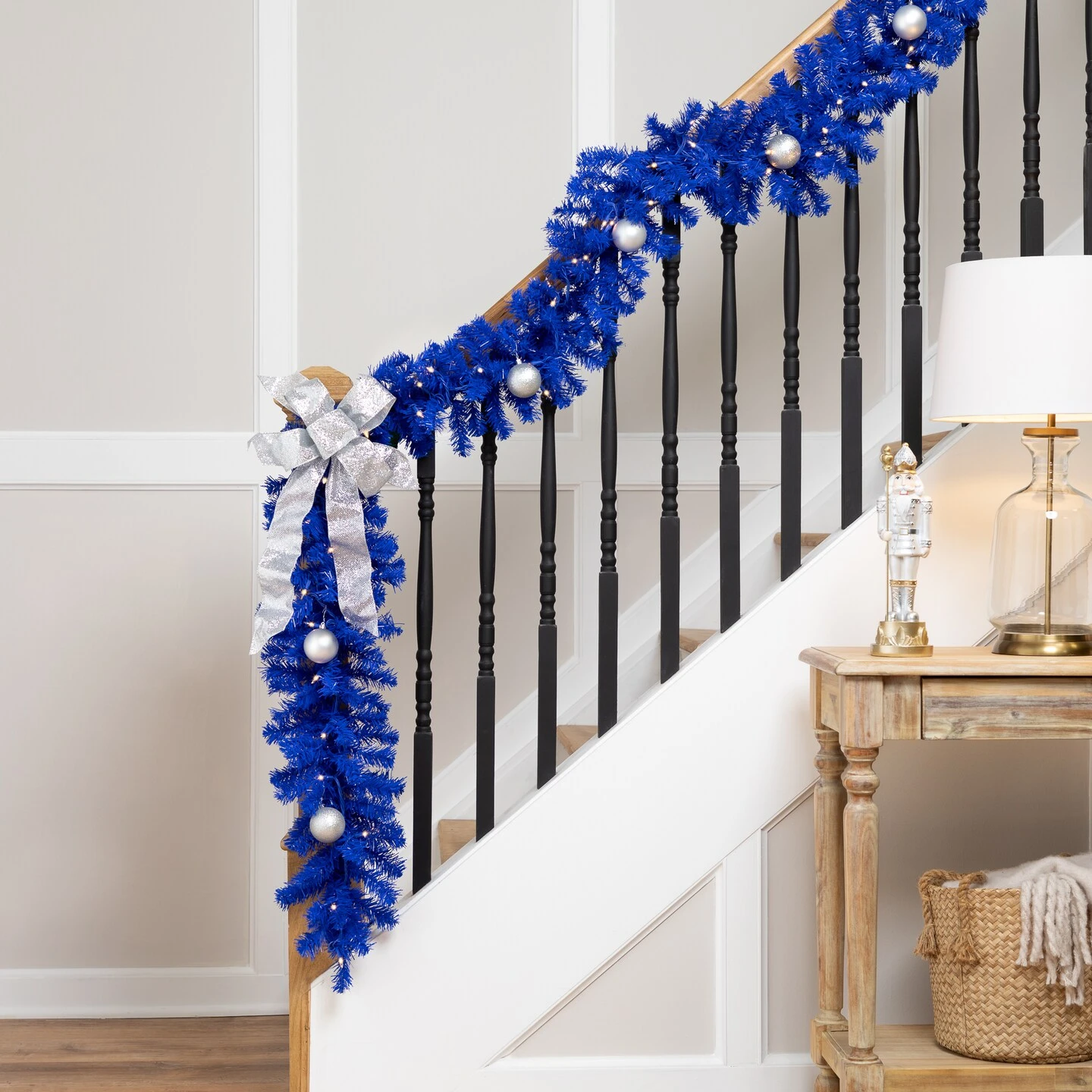 Northlight Pre-Lit Artificial Pine Christmas Garland - 9' - Royal Blue - Clear Lights 10 Northlight Pre-Lit Artificial Pine Christmas Garland - 9' - Royal Blue - Clear Lights - Image 8