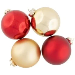 Northlight 2-Finish Glass Christmas Ball Ornaments -3.25" (80mm) - Red And Gold - 72ct -Northlight 4612045342690058448