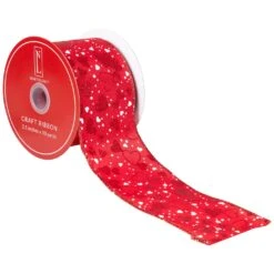 Northlight Hearts Valentine's Day Wired Craft Ribbon - 2.5" X 10 Yards - Red And White -Northlight 4612049012465111216
