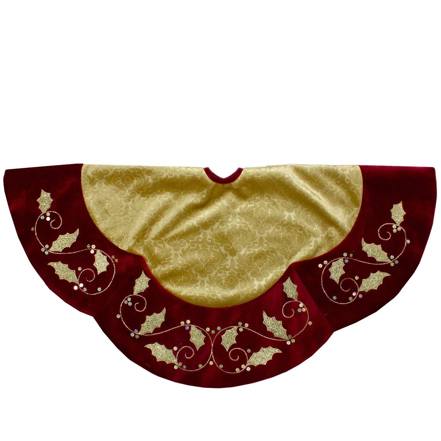 Northlight 48-Inch Gold And Burgundy Velvet Christmas Tree Skirt 5 Northlight 48-Inch Gold And Burgundy Velvet Christmas Tree Skirt - Image 3