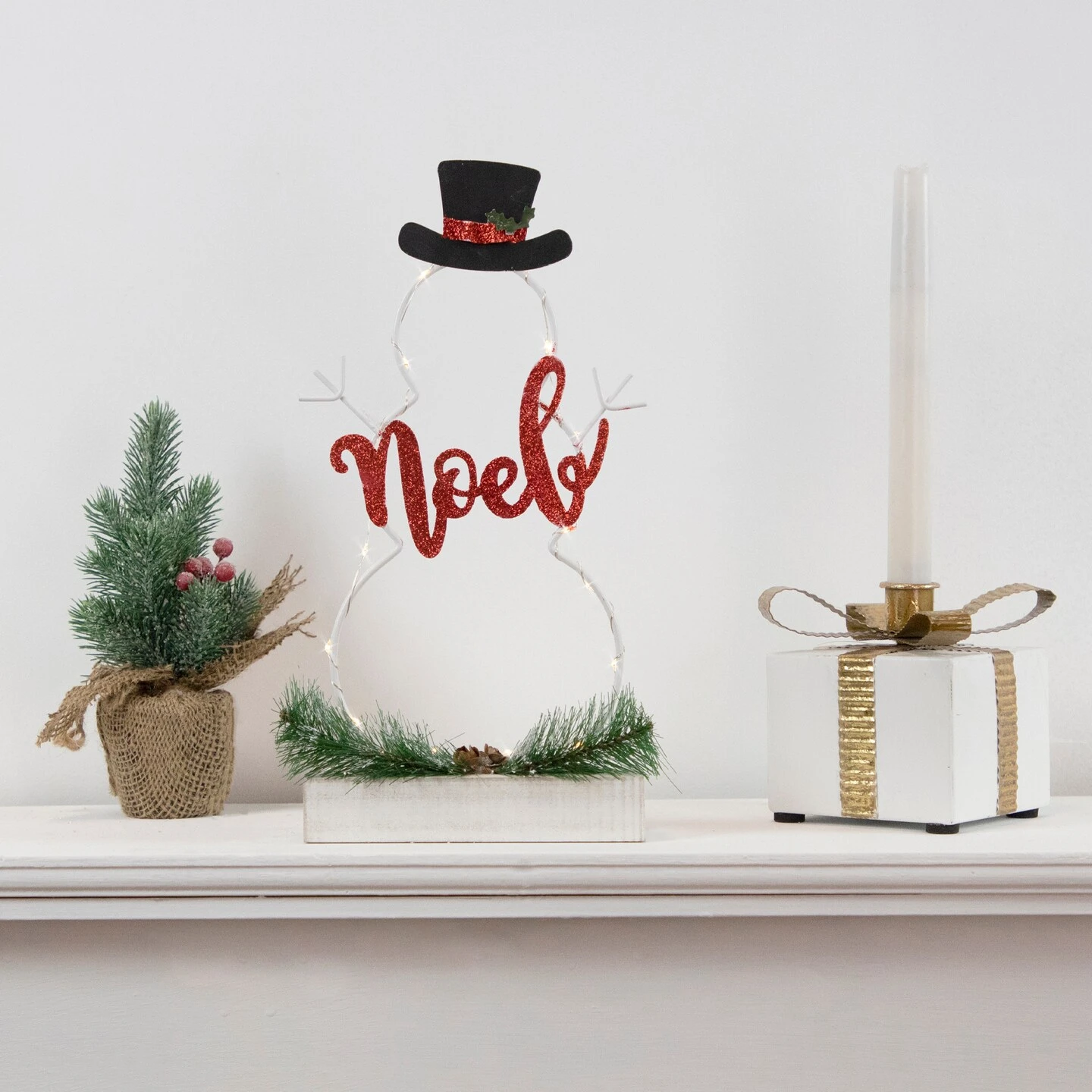 Northlight 4.5" White Metal Gift Box Christmas Taper Candle Holder 6 Northlight 4.5" White Metal Gift Box Christmas Taper Candle Holder - Image 4