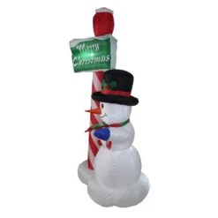 Northlight 6' Inflatable Lighted Snowman With Merry Christmas Sign Christmas Yard Art Decoration White -Northlight 4612049472169829024