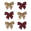 Northlight Buffalo Plaid And Burlap 2-Loop Christmas Bow Decorations - 5.5" - Pack Of 6 Red -Northlight 4612049472548889248
