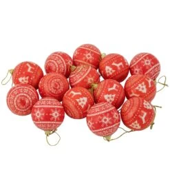 Northlight Nordic Decoupage Christmas Ball Ornaments - 2.25" (60mm) - 14pc Red -Northlight 4612049472932668064 2