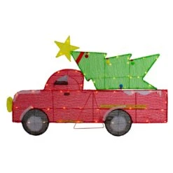 Northlight 36" LED Lighted Red Truck With Christmas Tree Outdoor Decoration -Northlight 4612049473150771872 2
