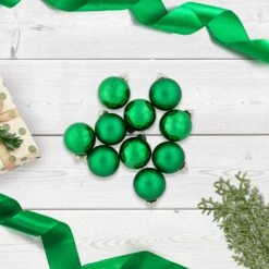 Northlight 2-Finish Christmas Glass Ball Ornaments - 1.75" (45mm) - Green - 10ct -Northlight 4612049473157468832