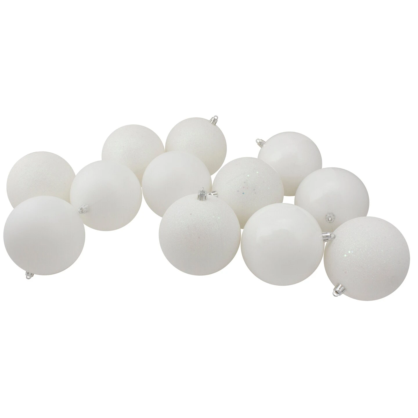 Northlight Shatterproof 4-Finish Christmas Ball Ornaments - 2.5" (60mm) - Winter White - 24ct 3 Northlight Shatterproof 4-Finish Christmas Ball Ornaments - 2.5" (60mm) - Winter White - 24ct