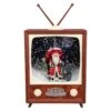 Northlight LED Lighted Musical Snowing Santa TV Set Christmas Decoration - 12" Brown