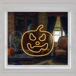 Northlight LED Jack-O-Lantern Neon Lighted Halloween Wall Or Window Decoration - 15" - Orange