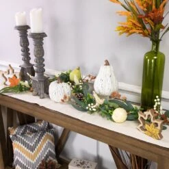 Northlight 5' X 6" Green Gourds And Foliage Artificial Fall Harvest Garland - Unlit -Northlight 4612054623680314336